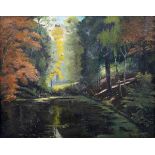 Edis, Continental School – Woodland Landscape, oil on board, signed and dated 1956, 39cm x 49cm,