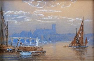 British School - View of the River Thames with Westminster Bridge, Westminster Hall and