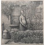 Margaret Dorothy Barker – ‘Woman in Garden’, early 20th century lithograph, signed in pencil