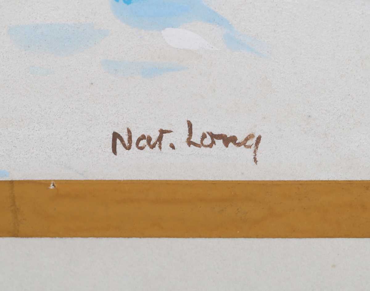 Nat Long [Nathaniel John Long] – Figures Ice Skating, mid-20th century gouache on card, signed, 26. - Image 10 of 11