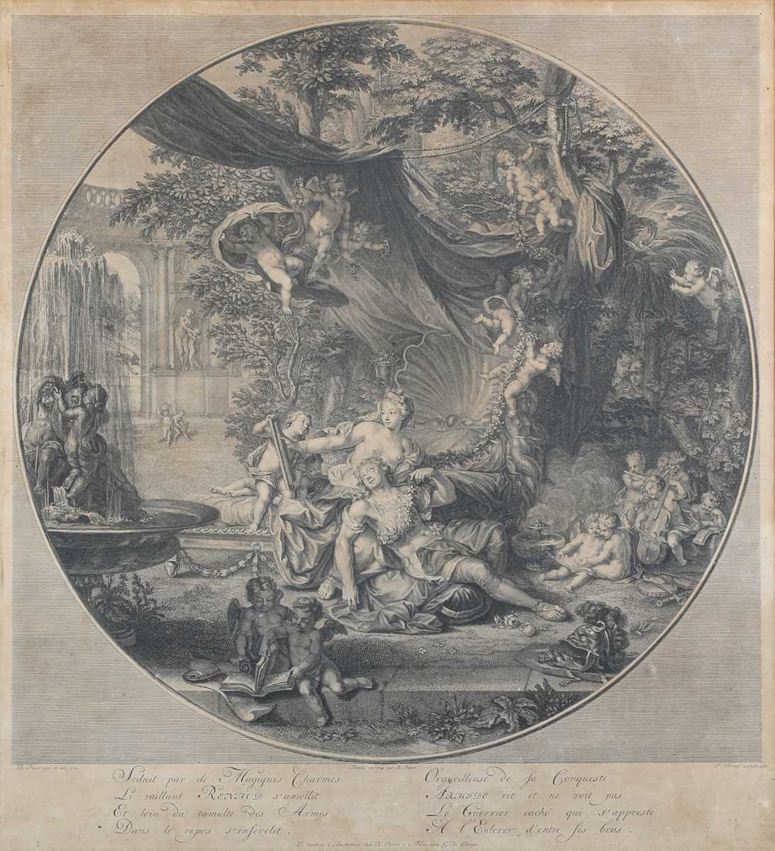 François Chéreau l'aîné, after Bernard Picart – ‘Rinaldo and Armida’, engraving on laid paper,