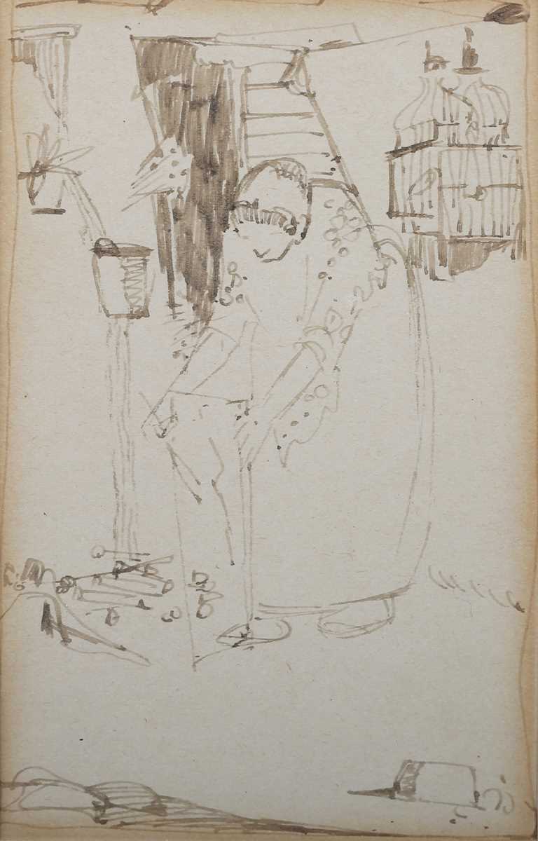 Jessie Marion King – Study of a Female writing, late 19th/early 20th century pen with ink, 10cm x - Image 4 of 6