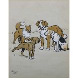 Cecil Aldin – The Dog Who Wasn’t What He Thought He Was, three early 20th century chromolithographs,