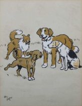 Cecil Aldin – The Dog Who Wasn’t What He Thought He Was, three early 20th century chromolithographs,