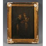 Continental School – Two Standing Figures, 19th century oil on panel, 21cm x 14.5cm, within a gilt