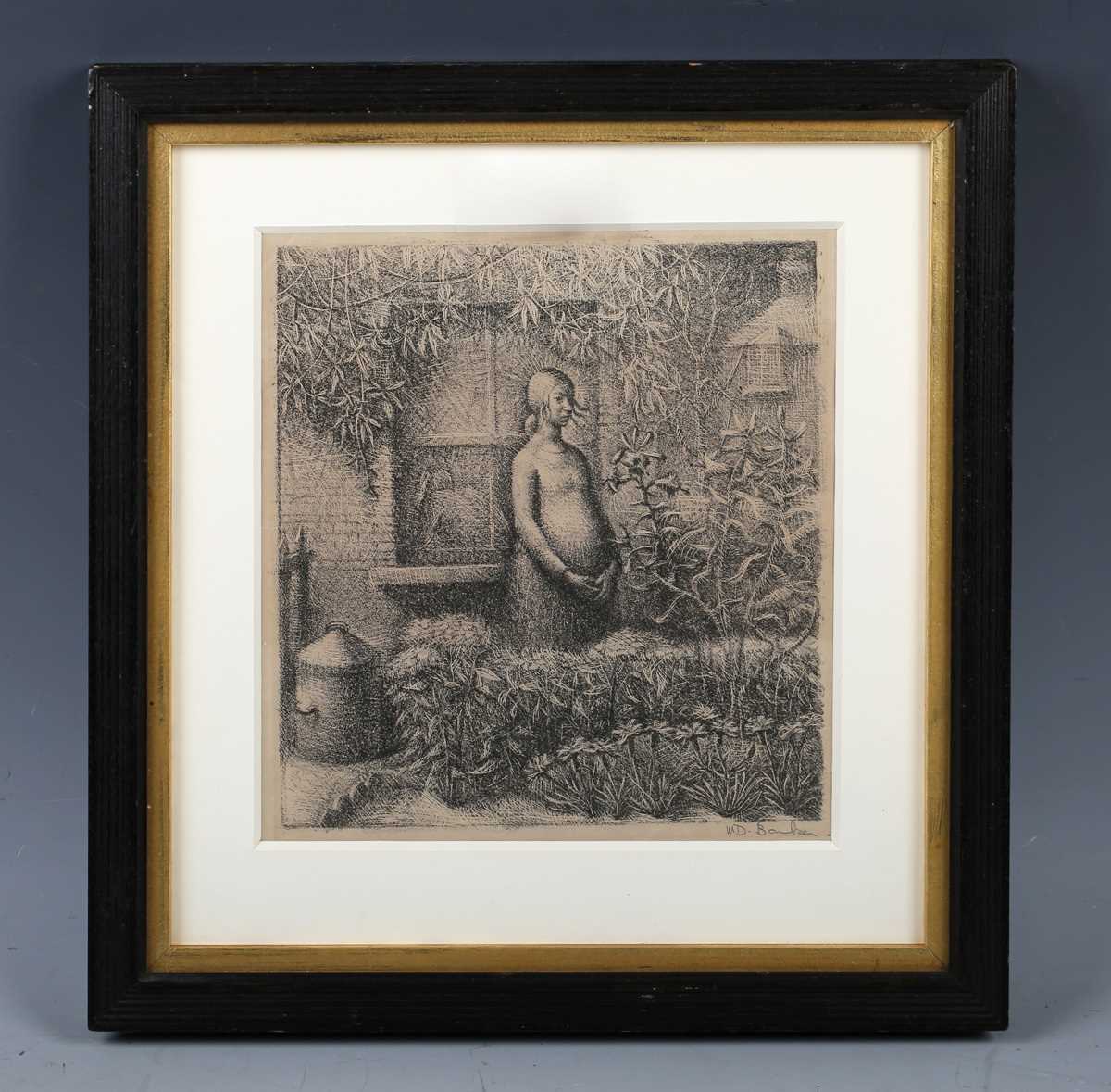 Margaret Dorothy Barker – ‘Woman in Garden’, early 20th century lithograph, signed in pencil - Image 2 of 9