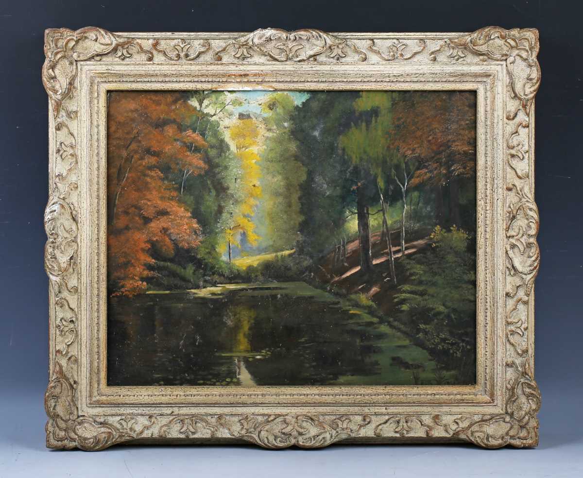 Edis, Continental School – Woodland Landscape, oil on board, signed and dated 1956, 39cm x 49cm, - Image 2 of 4