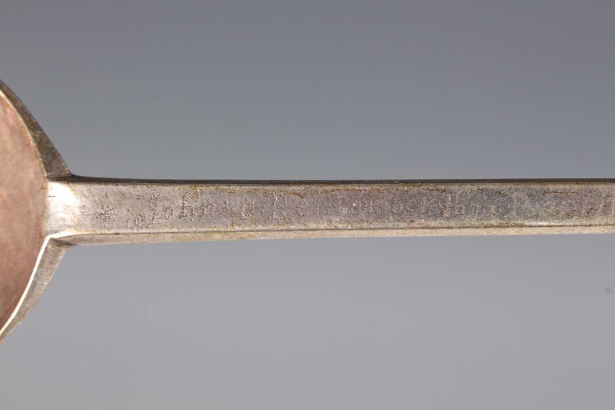 A mid-17th century provincial silver seal top spoon, probably West Country, with fig shaped bowl, - Image 3 of 7