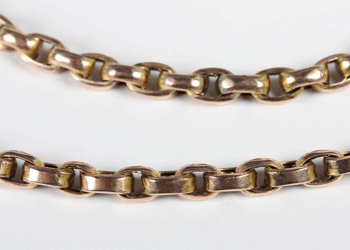 A gold oval link neckchain, detailed ‘9c’, on a cylindrical clasp, weight 7.2g, length 44.8cm. - Image 2 of 2