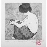 Clementine Neild – ‘Ohayou’, 21st century etching with aquatint, signed, dated ’15, titled and