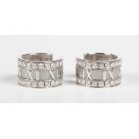 A pair of Tiffany & Co 18ct white gold and diamond Atlas hoop earrings, each detailed ‘Tiffany &