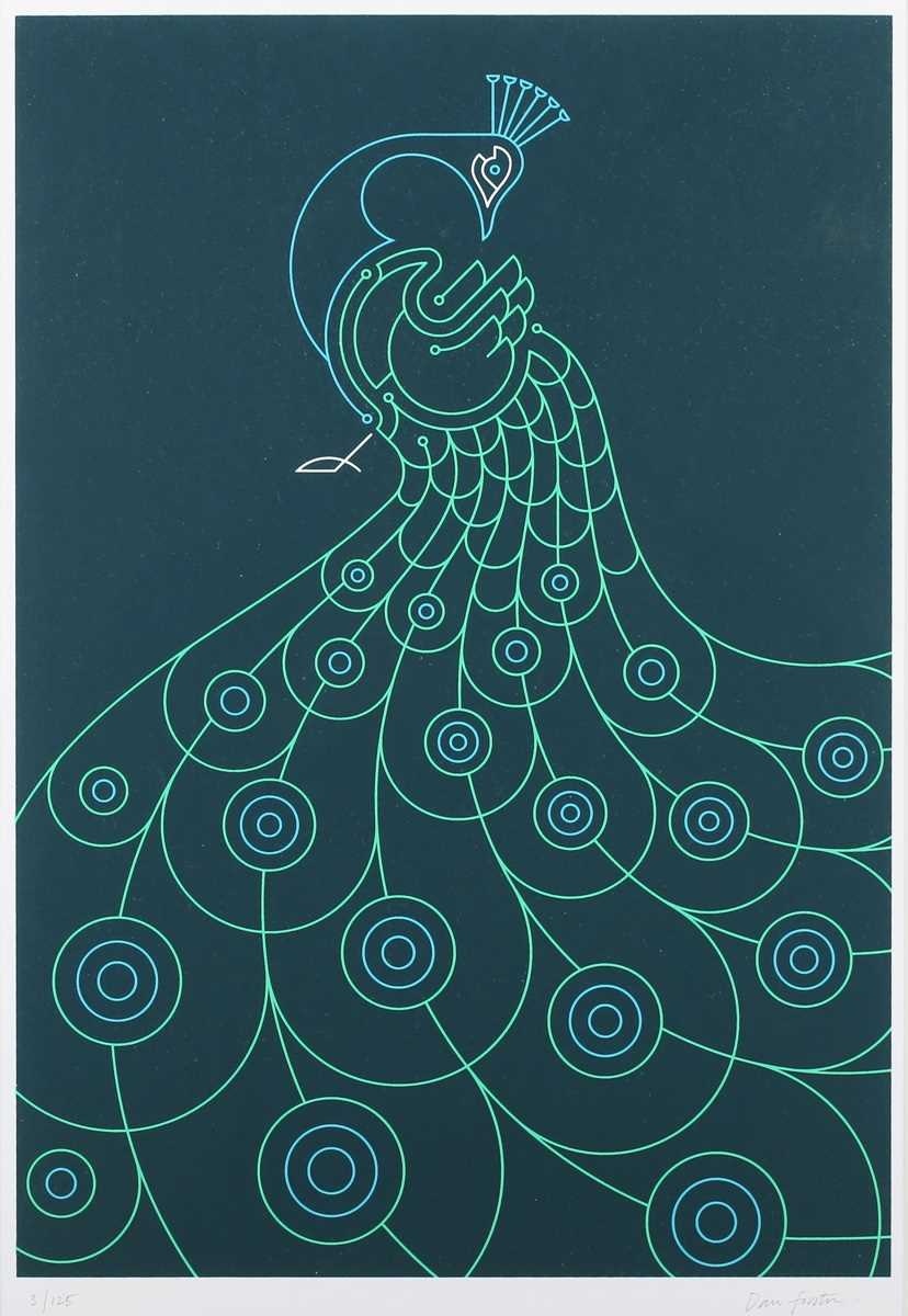 Dan Forster – ‘Peacock’, 21st century screenprint, signed and editioned 3/125 in pencil, 39cm x 26.