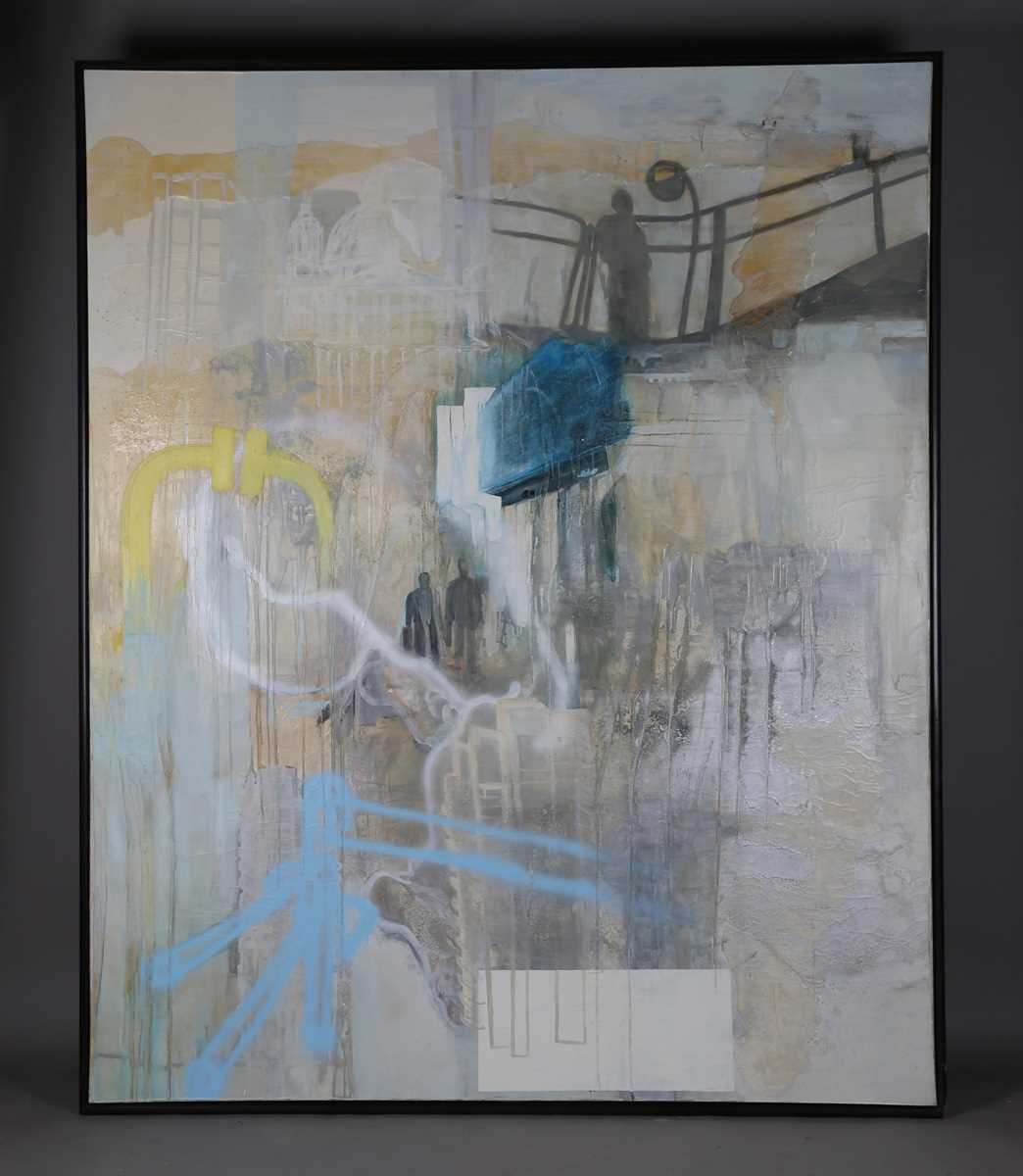 Maggie Roberts – ‘The City has no Limits’, 20th century oil on canvas, 237cm x 193cm, within a - Image 2 of 6
