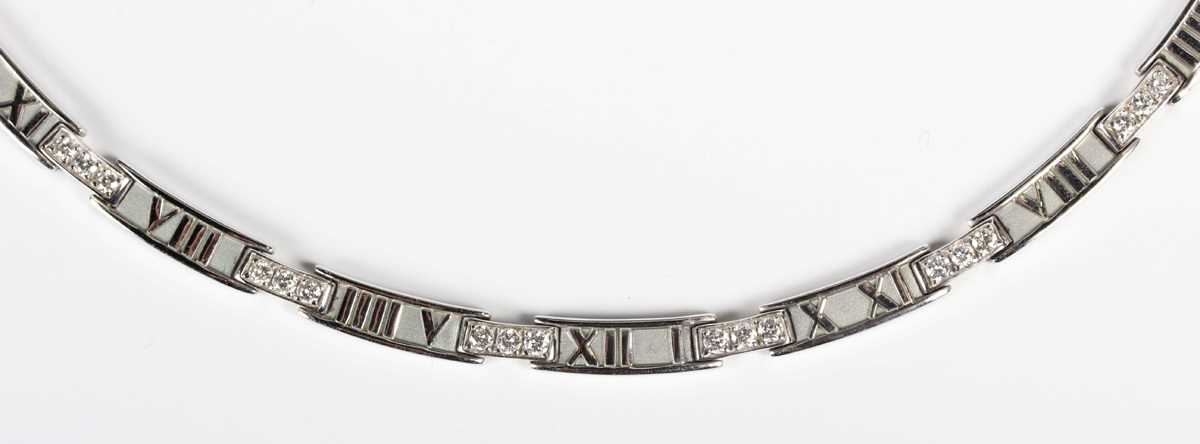 A Tiffany & Co 18ct white gold and diamond Atlas collar necklace, detailed ‘Tiffany & Co 1995 750 - Image 2 of 5
