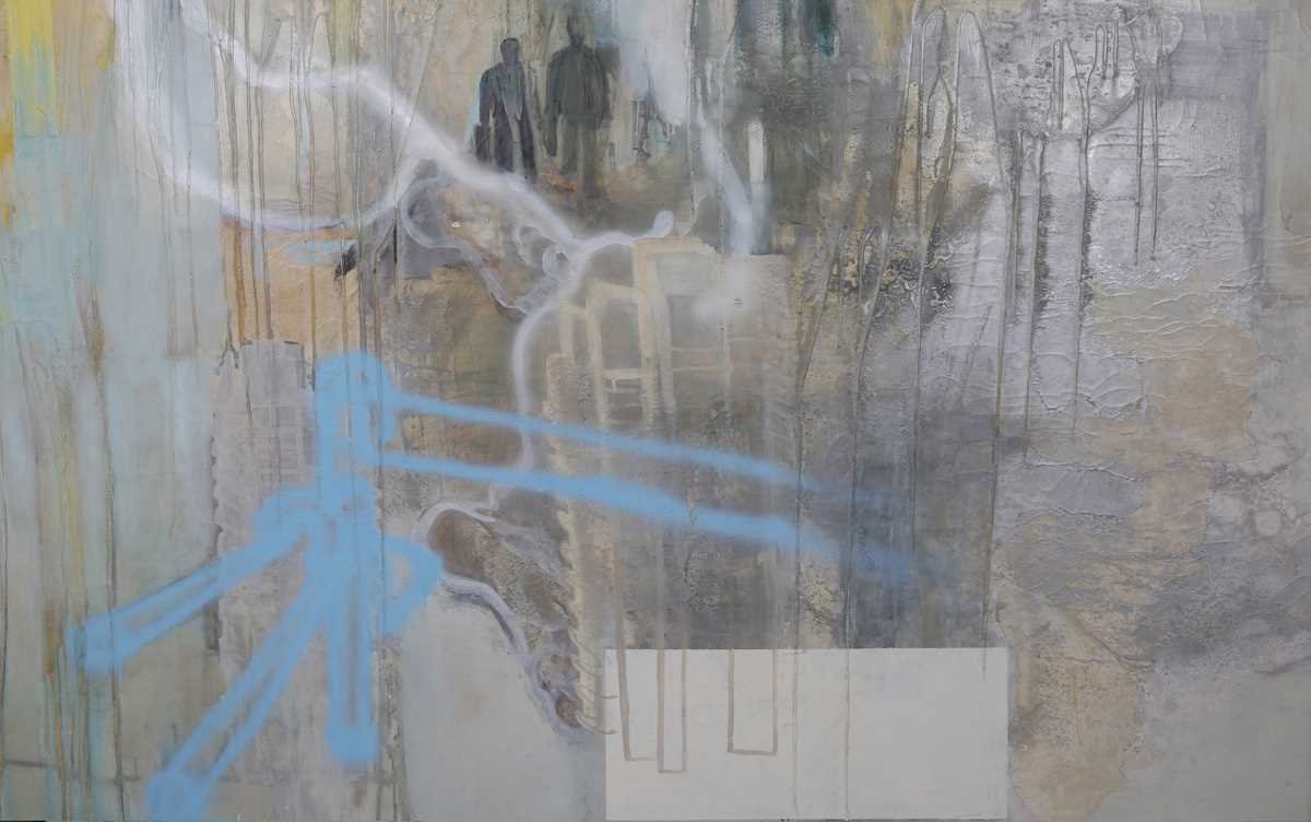 Maggie Roberts – ‘The City has no Limits’, 20th century oil on canvas, 237cm x 193cm, within a - Image 5 of 6