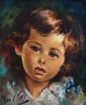 Robert van Cleef – ‘Le Bel Enfant’, 20th century oil on canvas, signed recto, titled verso, 26cm x