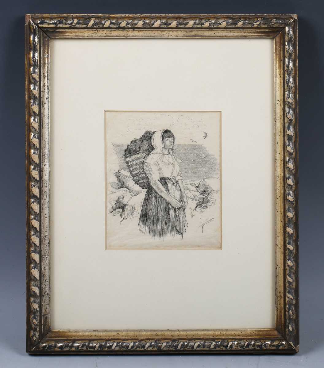 Charles Samuel Keene – ‘Mrs Edwin Edwards’, 19th century etching, labels verso, 11.5cm x 10cm, - Image 5 of 7