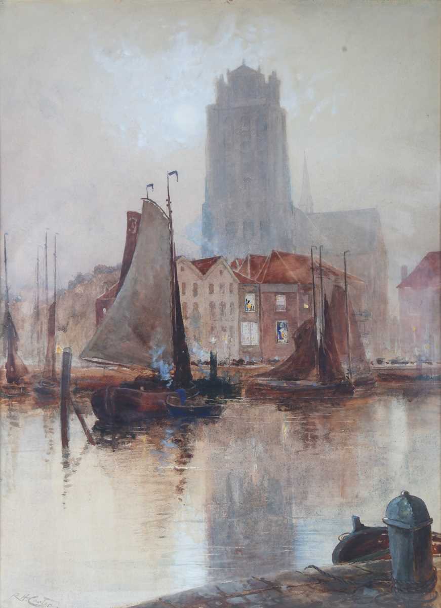 Richard Harry Carter – ‘The Groot Kerk, Dordrecht’, watercolour, signed recto, titled and dated 1903