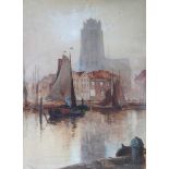 Richard Harry Carter – ‘The Groot Kerk, Dordrecht’, watercolour, signed recto, titled and dated 1903