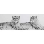 Gary Hodges – ‘Soulmates’ (Snow Leopards), 20th century monochrome print, signed and editioned 458/