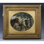 Samuel Joseph Clark – Study of Three Horses, 19th century oil on panel, signed, 24cm x 29cm,