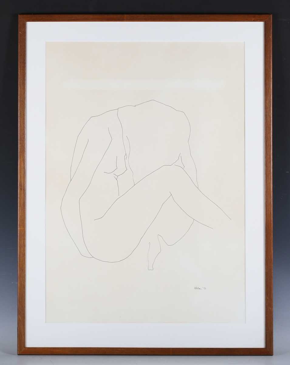 Allan Chidgery – Female Nude Study, 20th century pen with ink, signed and dated ’71, 68cm x 48cm, - Image 2 of 4