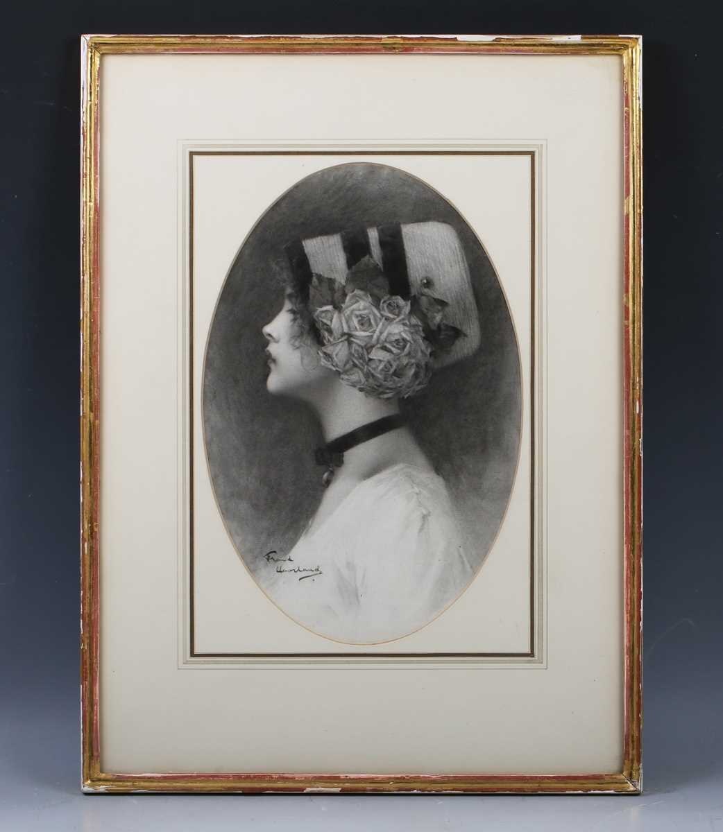 Francis [Frank] O.A. Havilland – Profile Portrait of Ethel Irving, 19th century charcoal with pencil - Image 2 of 4