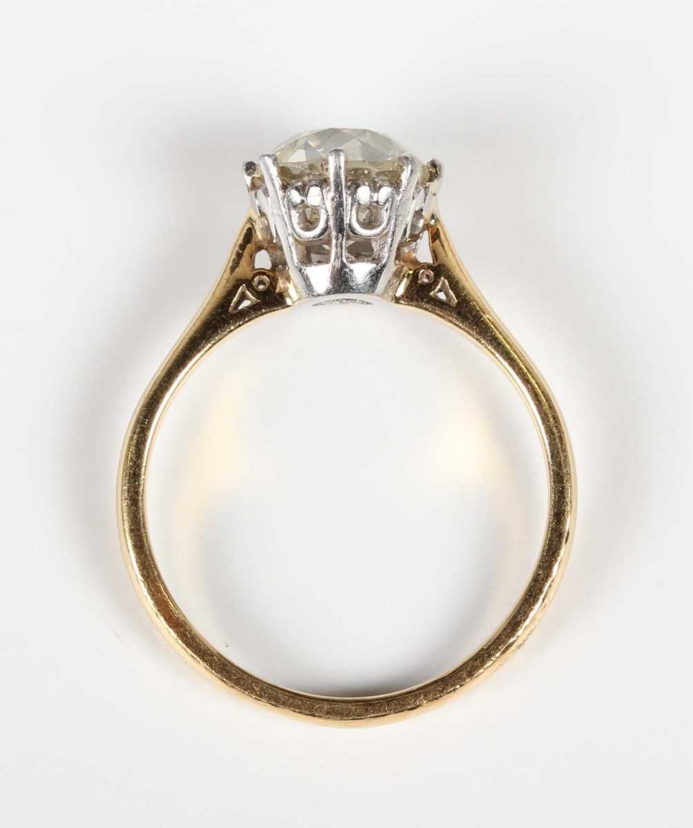 An 18ct gold and diamond single stone ring, claw set with an old cut diamond, weight 5.3g, diamond - Image 4 of 5