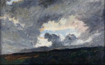 Walter Crowley – Cloud Study, 19th century oil on board, signed with initials recto, inscribed