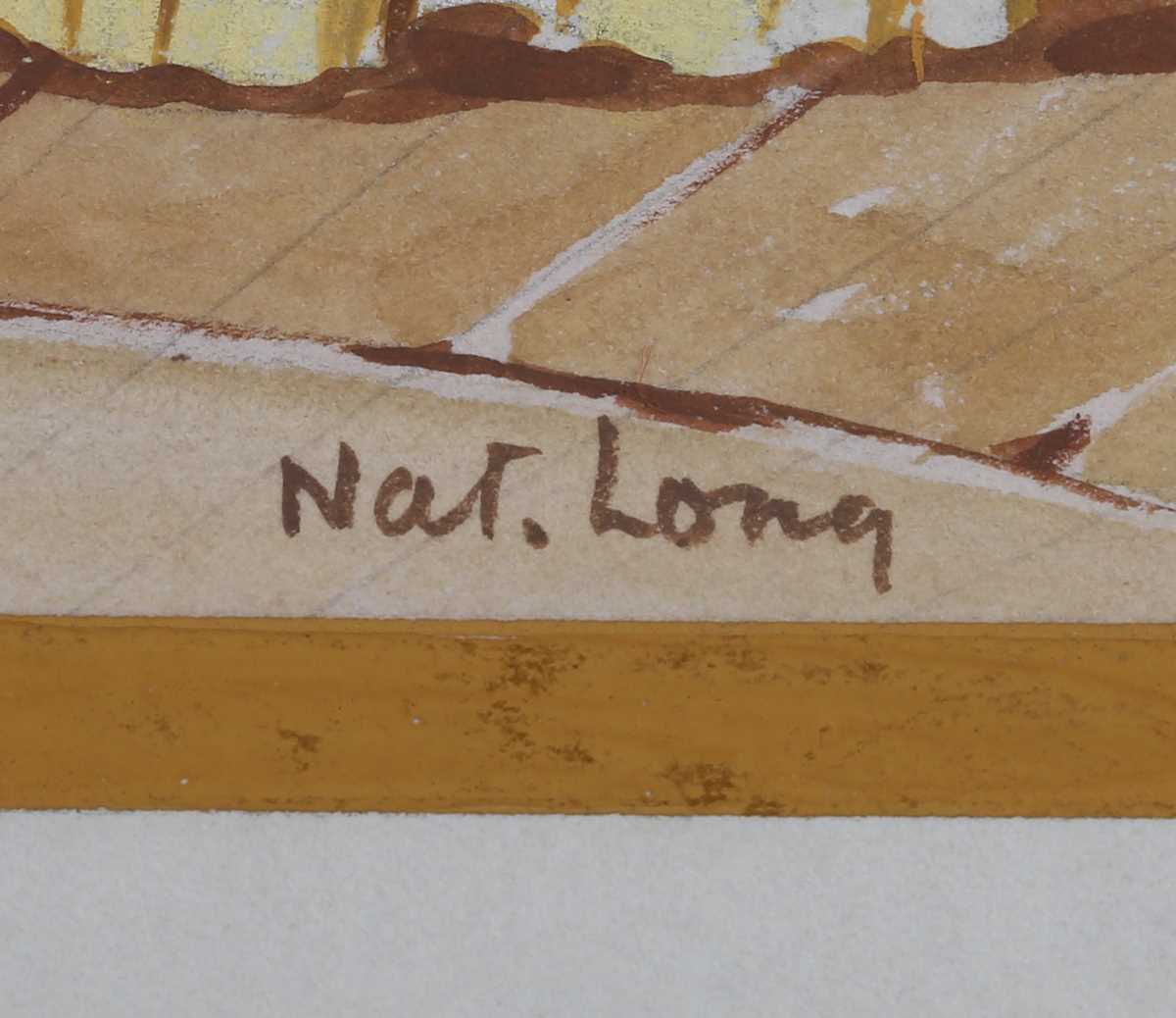 Nat Long [Nathaniel John Long] – Figures Ice Skating, mid-20th century gouache on card, signed, 26. - Image 6 of 11