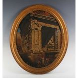 K. Clarendon – ‘Arch of Septimus Severus, Rome’, oval oil on canvas, signed, titled and dated 1873