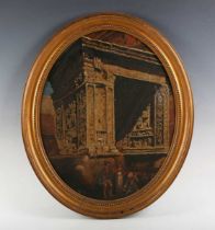 K. Clarendon – ‘Arch of Septimus Severus, Rome’, oval oil on canvas, signed, titled and dated 1873