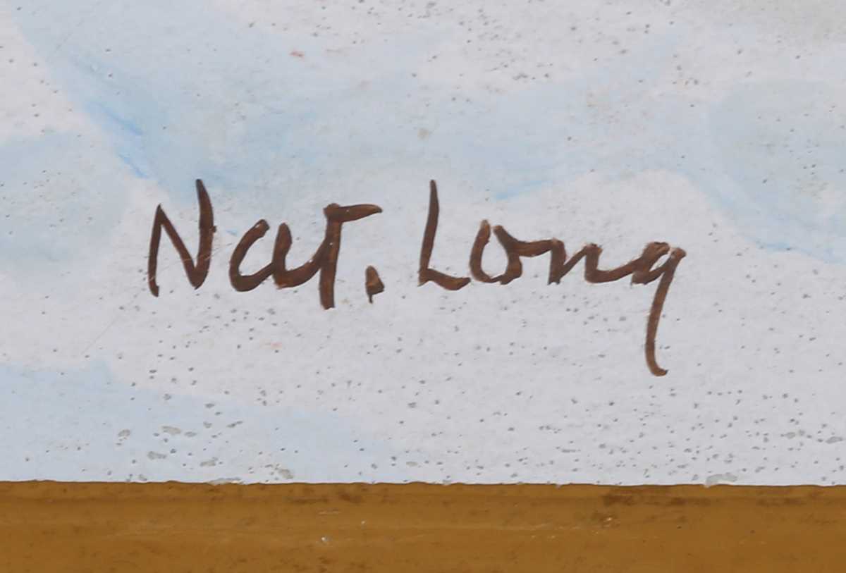 Nat Long [Nathaniel John Long] – Figures Ice Skating, mid-20th century gouache on card, signed, 26. - Image 3 of 11