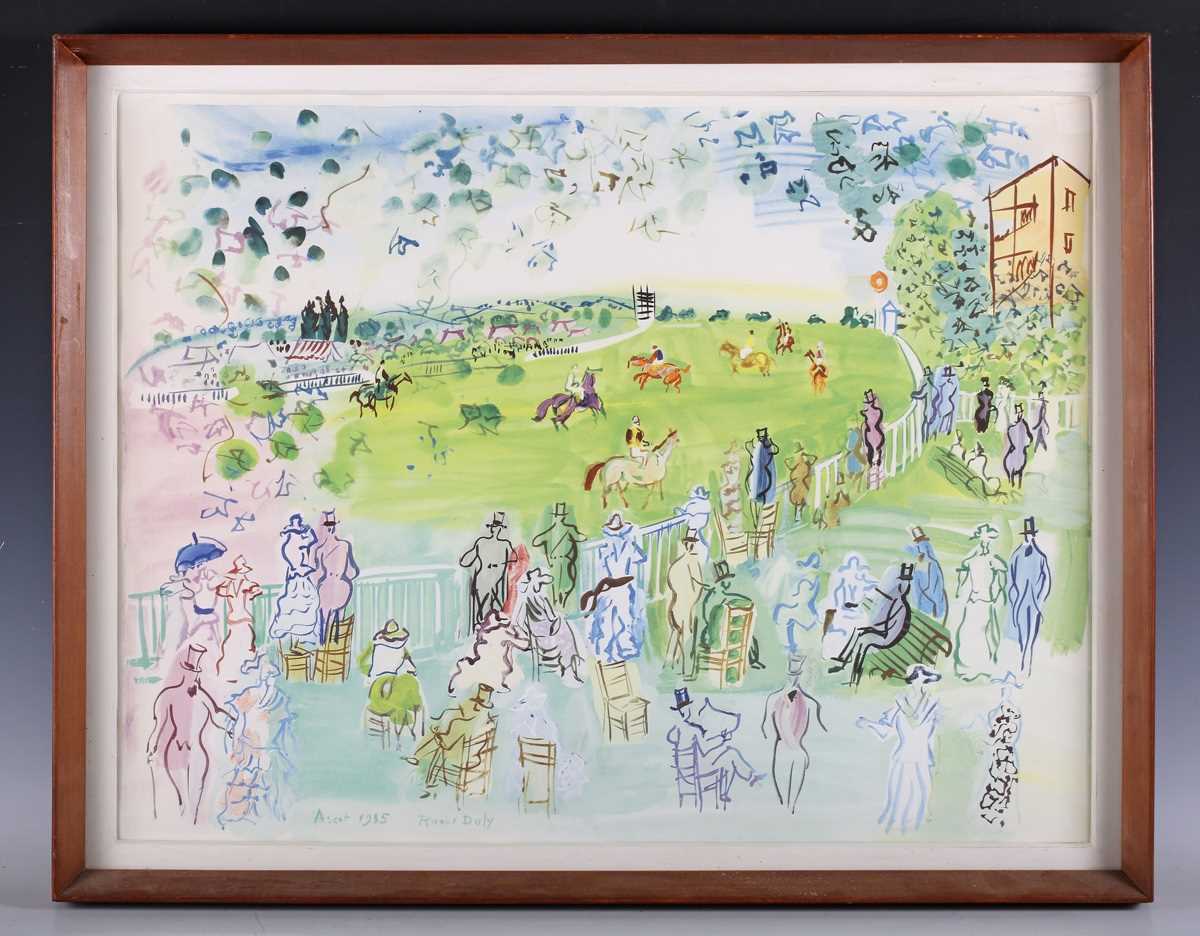 After Raoul Dufy – ‘Ascot 1935’, 20th century offset lithograph, 50.5cm x 65.5cm, within a stained - Image 2 of 4