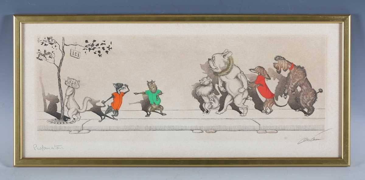 Boris O’Klein – ‘Chacun son Tour’, 20th century etching with aquatint and hand-colouring, signed and - Image 14 of 27