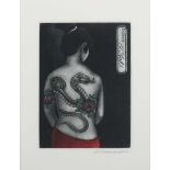 Katsunori Hamanishi – ‘Exlibris Y. Aoki’ (Snake Tattoo), 21st century mezzotint from an edition of