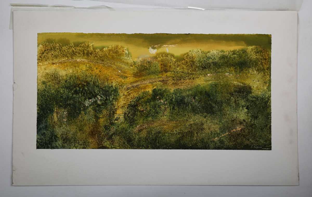 Janet Rogers – Moonlit Landscape, mixed media on paper, signed and dated 2009, 57cm x 56.5cm, - Image 5 of 8