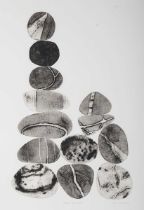 Tessa Horrocks – ‘Pebbles are great’, collagraph, signed, dated 2011, titled and editioned 1/1 in