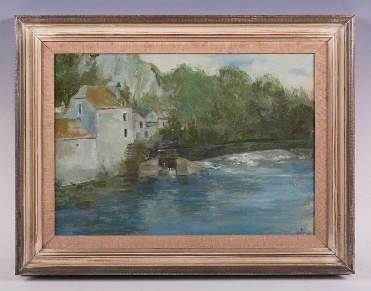 Tom Coates – Watermill on a River, 20th century oil on canvas-board, signed with initials, 24cm x - Image 2 of 4