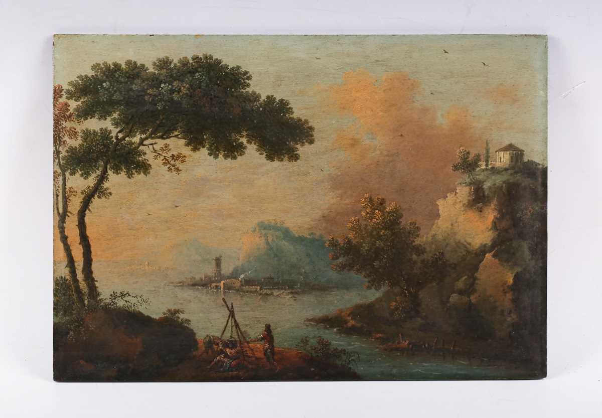 Italian School – Capriccio Landscape with the Temple of Vesta, late 18th/early 19th century oil on - Image 2 of 3