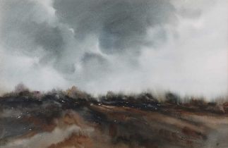 Phyllis del Vecchio – ‘Storm over Dartmoor’, 20th century watercolour, signed recto, titled verso,