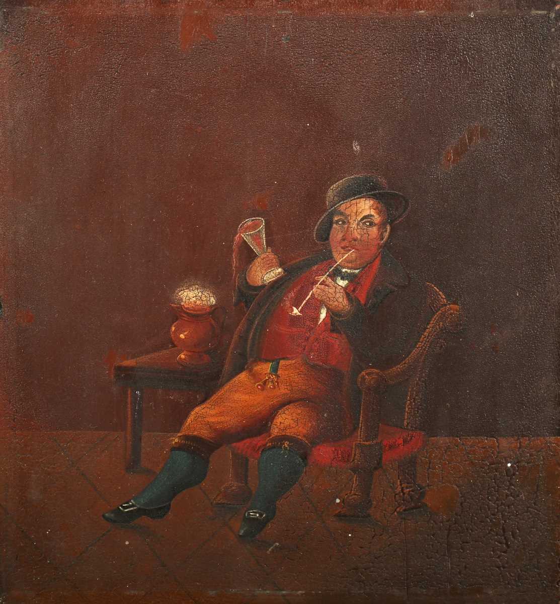 Dutch School – Study of a Seated Man engaged in drinking and smoking, 19th century oil on panel,