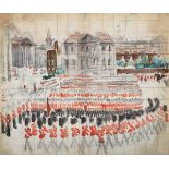 Greville Irwin – Royal Scots Guards on Parade, early 20th century watercolour, sheet size 64cm x
