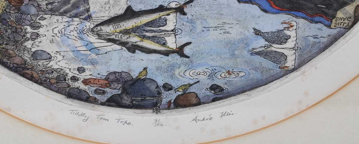 Andre Ellis – ‘Fishing Trip’ and ‘Tiddly Tom Tope’, a pair of 20th century etchings with hand- - Image 7 of 10