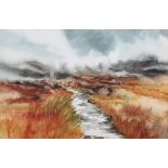 Phyllis del Vecchio – Dartmoor Landscape, 20th century watercolour, signed, 33cm x 50.5cm, within