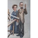Imp [Julius Mender Price] – ‘Radium’ (Marie and Pierre Curie), lithograph in colours, published