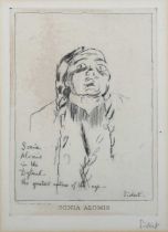 Walter Sickert – ‘Sonia Alomis’, etching with drypoint, signed in pencil, circa 1922, 15cm x 11cm,