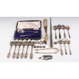 A set of six Victorian silver Fiddle pattern teaspoons with engraved decoration, London 1888 by