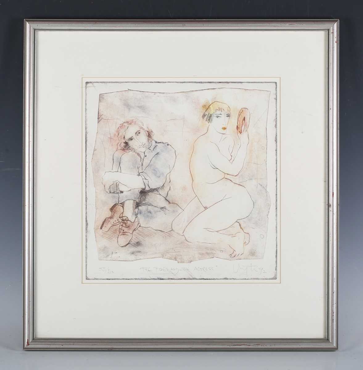 Inge Clayton – ‘The Poet and the Actress’, 20th century mixed method etching, signed, dated ’92, - Image 2 of 4