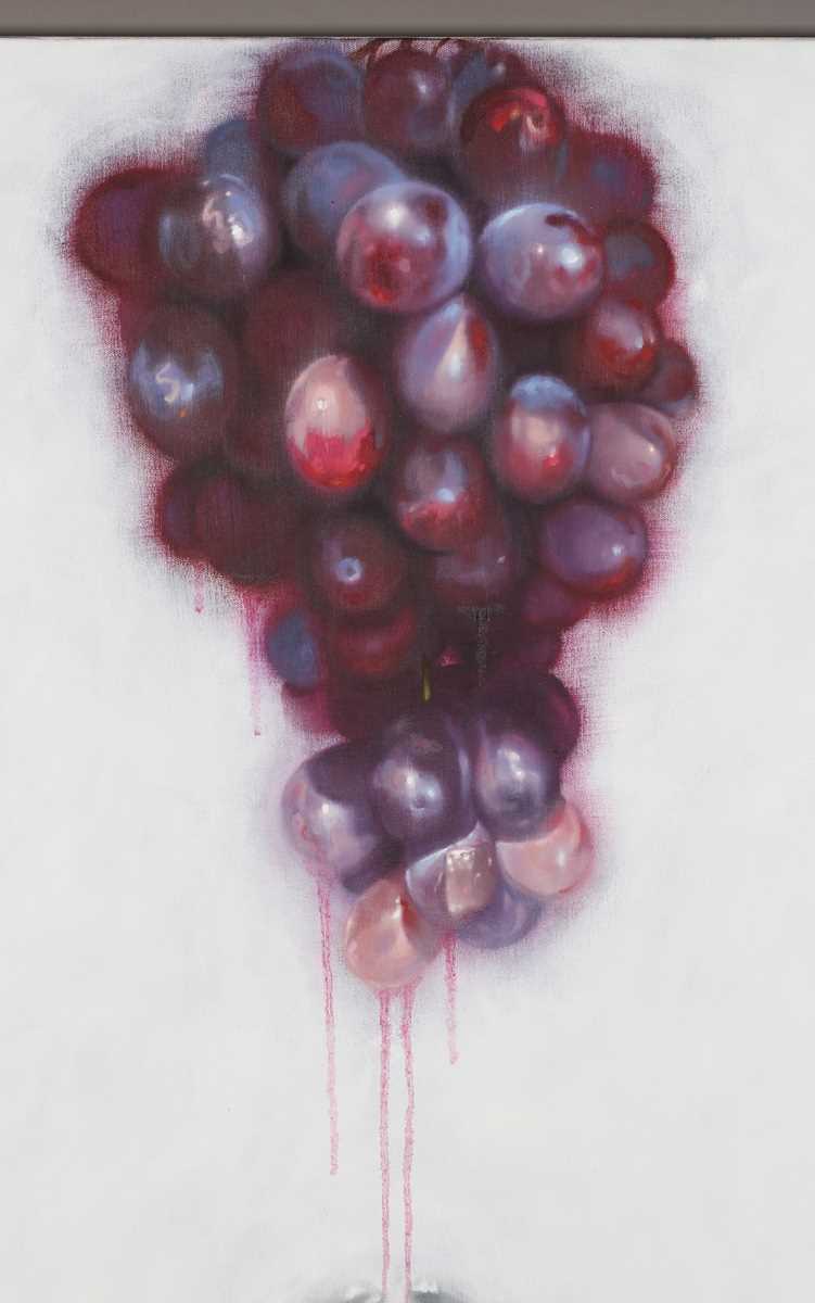 Chris Kettle – ‘Attacco’ (Still Life with Grapes and Silverware), oil on canvas, signed and dated - Image 3 of 6